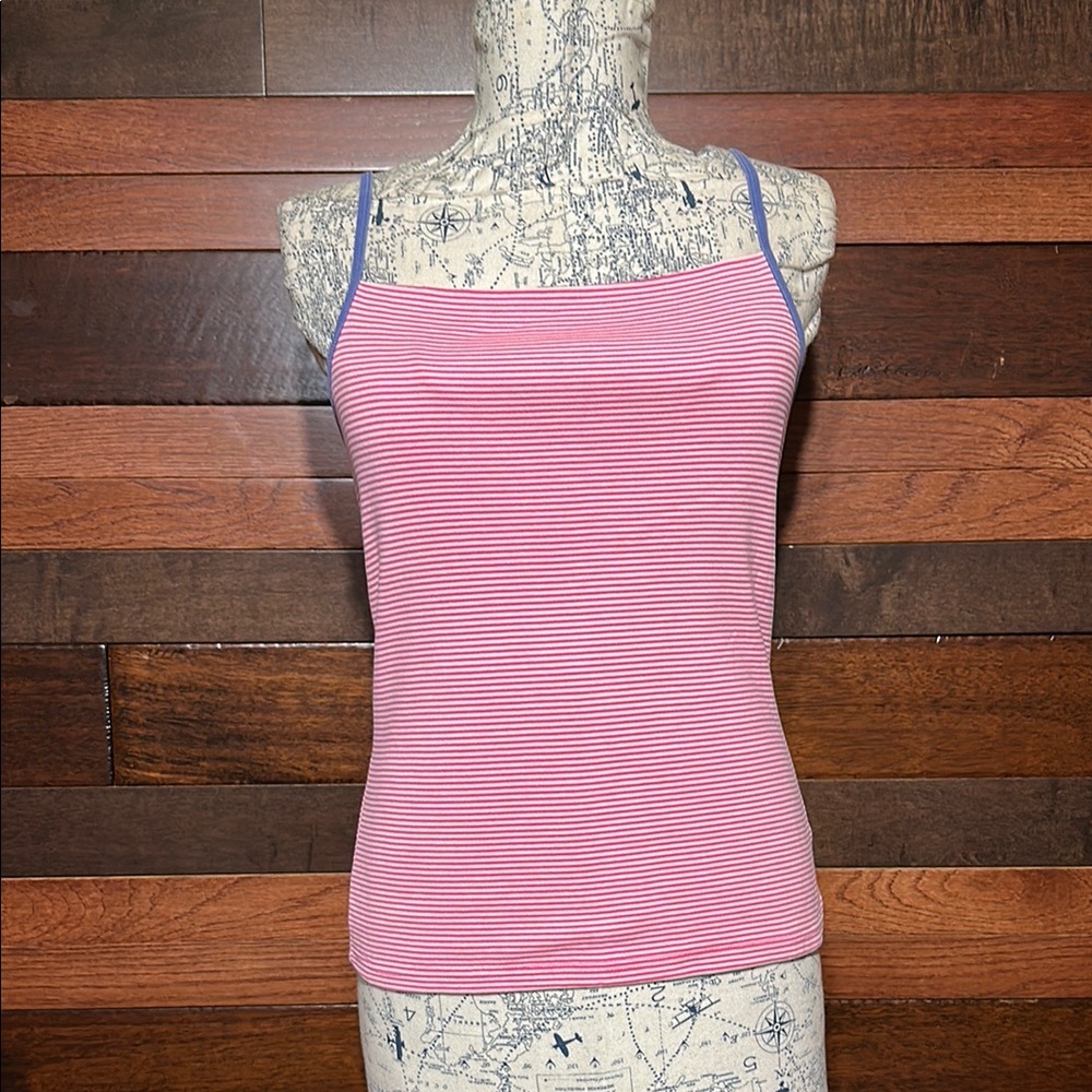 GAP Stretchy Striped Pink Spaghetti Strap Tank Top